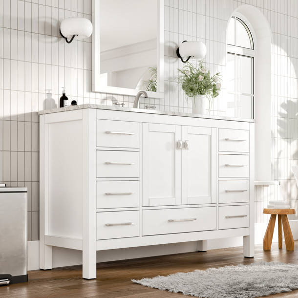 Brayden Studio® Pichardo 84'' Double Bathroom Vanity with Marble Top